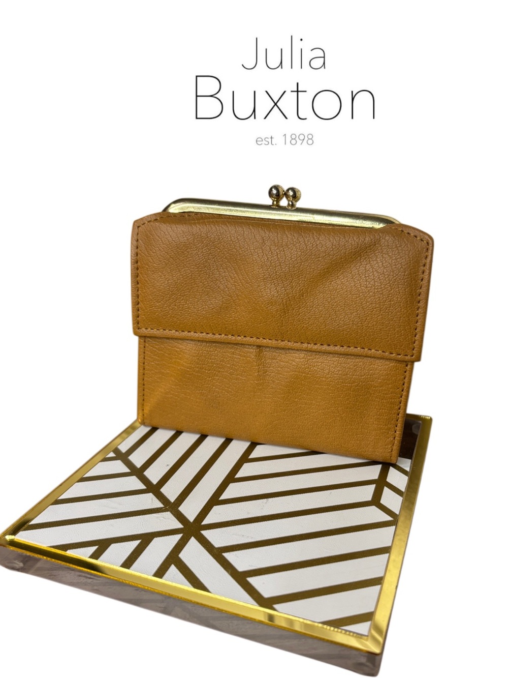Buxton Vintage Tan Leather Kiss-Lock Wallet